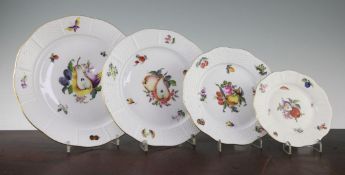 A Herend 'fruit and flowers' ninety three piece part dinner service, second half 20th century,