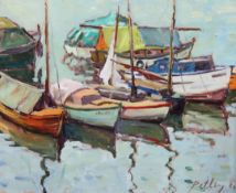 Llewellyn Petley Jones (1908-1986) Fishing boats in harbour, 20 x 24in. Llewellyn Petley Jones (