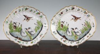 A pair of Capo di Monte style lozenge shaped dishes, probably Richard Ginori, late 19th century,
