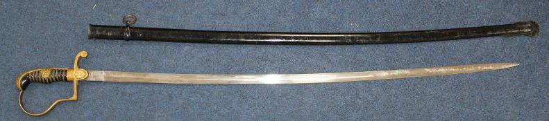 A German Third Reich officer's sword by Alcoso, Solingen, overall incl. scabbard 37.75in. A German