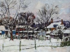 Llewellyn Petley Jones (1908-1986) Winter landscape, 18 x 24in. Llewellyn Petley Jones (1908-1986)