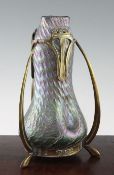 An Austrian Art Nouveau iridescent glass vase, 12in. An Austrian Art Nouveau iridescent glass