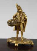 A 19th century ormolu figural toothpick or hat pin stand, 5.25in. A 19th century ormolu figural
