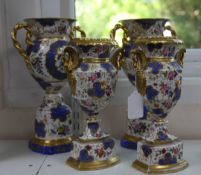 Two pairs of Paris porcelain two handled vases, mid 19th century, 28cm Two pairs of Paris