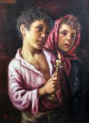 Nell Zovine Study of a girl and boy holding a candlestick, 32 x 24in. Nell Zovineoil on canvas,Study