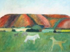 Janet Patterson (1941-) 'Ponies and Bing', 18 x 24in. Janet Patterson (1941-)oil on canvas,'Ponies