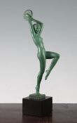 Guerbe (Pierre Le Faguys). A bronzed metal figure of a dancing girl, 'Esmeralda', 10.5in. Guerbe (