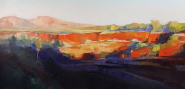 John Lacey (Australian) Late Afternoon Dales Gorge, 24 x 48in., unframed John Lacey (Australian)