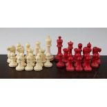 A late 19th / early 20th century ivory Staunton pattern chess set, A late 19th / early 20th