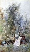 Julian Parini (c.1900) Lady artists in woodland, 19.5 x 11.5in. Julian Parini (c.1900)watercolour,