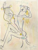 § Jean Cocteau (1889-1963) 'Orpheé', 16.5 x 12.75in. § Jean Cocteau (1889-1963)pencil and coloured