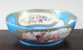 A Sevres bleu celeste salad bowl, 23.5cm A Sevres bleu celeste salad bowl, later painted to the