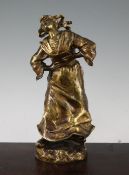 Susanne Bizard (1873-1963). A gilt bronze figure of a laughing Dutch girl, 12in. Susanne Bizard (