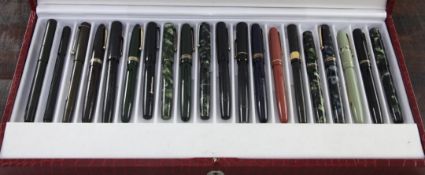 A collection of twenty Mabie Todd Swan fountain pens and a similar ejector pencil, A collection of