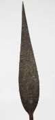 A Pacific Islands Melanesian ceremonial paddle club spear, 5ft 1in. A Pacific Islands Melanesian