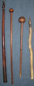 A Solomon Island's hardwood staff, with bird finial, Ex. collection Jim Spillus, 36.75in.,