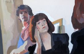 Archie Forrest (1950-)gouache,The Artist and his Wife,signed in pencil,12 x 18.5in.