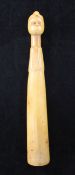 A 19th century African Chokwe ivory fly whisk handle, of conical form with head terminal, 8.25in.