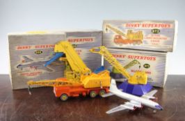 A Dinky Supertoys 998 Bristol Britannia airliner, a Dinky Supertoys 972 lorry mounted crane, a Dinky