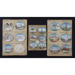 A collection of seventeen oval Indian miniatures each painted on ivory, depicting various temples,