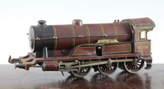 A Bing O gauge clockwork 4-6-0 Royal Scots locomotive, no.6508 in LMS maroon and black livery,