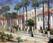 § Frederick Gore (1913-2009)oil on canvasboard,'Kos Town Avenue, Greece, 1954',signed and dated