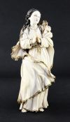 An 18th century Indo-Portuguese carved ivory figure of the Virgin Mary, probably Goa, c.1740-50,