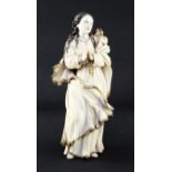 An 18th century Indo-Portuguese carved ivory figure of the Virgin Mary, probably Goa, c.1740-50,