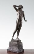 Otto Schmidt Hofer (1873-1925). A patinated bronze figure of a standing nude woman, signed Schmidt