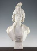 E.F. Jacques (French, late 19th / early 20th century). A large Carrara marble bust, 'Sweetness',