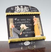 John Maltby, British. A carved and painted pull cord automaton, depicting a marriage proposal,