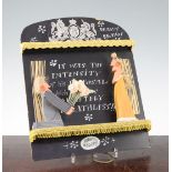 John Maltby, British. A carved and painted pull cord automaton, depicting a marriage proposal,