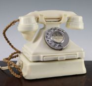 An ivory Bakelite 232L pyramid telephone, with pull out drawer, together with a GPO No.26 ivory bell