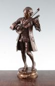 Adrien Etienne Gaudez (1845-1902). A patinated bronze study of young Mozart standing tuning his