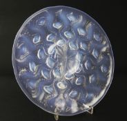 A René Lalique Bulbes No.2 pattern opalescent glass plate, etched mark R. Lalique France, 27cm