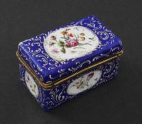 A George III rectangular South Staffordshire enamel box, decorated with gilt and white enamel C