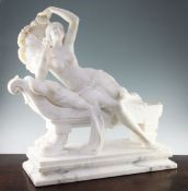 Telemaco Cipriani, A large Carrera marble sculpture, 'Rosette' - 'The Fan Dancer', signed T.