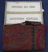 A French Exhibition Kashmiri shawl, in original 'Compagnie des Indes' box