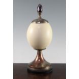 Anthony Redmile. An ostrich egg vase and cover, with plated mounts and blue john acorn finial,