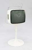 A French TV-2118 television, on a white spreading circular base, 3ft 3in.