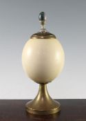 Anthony Redmile. An ostrich egg vase and cover, with green hardstone acorn shaped finial, stamped