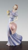 A rare Wade Art Deco underglaze porcelain figure of Grace, c.1938m blue hand inscribed Wade