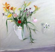 § Elizabeth Violet Blackadder (1931-)oil on canvas,'No.15 Flowers in a white jug',signed and dated