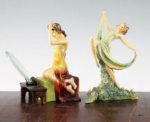 Two Wade Art Deco cellulose glazed figures of Blossoms and Springtime, 1930's, both titled and