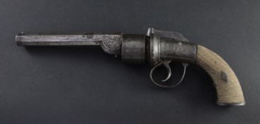 A 19th century six shot transitional revolver, with octagonal steel barrel marked 'Improved