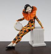 A rare Wade Art Deco enamelled porcelain figure of Anita, c.1938, with rare black printed Wade and