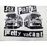 The Sex Pistols: A promotional poster for 'Pretty Vacant', printed in black and white and