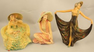 Three Wade Art Deco cellulose glazed figures of Pavlova, June and Romance, 1930's, all titled and