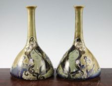 A pair of Amphora Art Nouveau bottle vases, c.1900, by Reissner, Stellmacher & Kestler, each