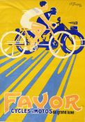 Favor Cycles and Motos de Grand Luxe An original poster designed by Jean Pruniere 1927, publ. by